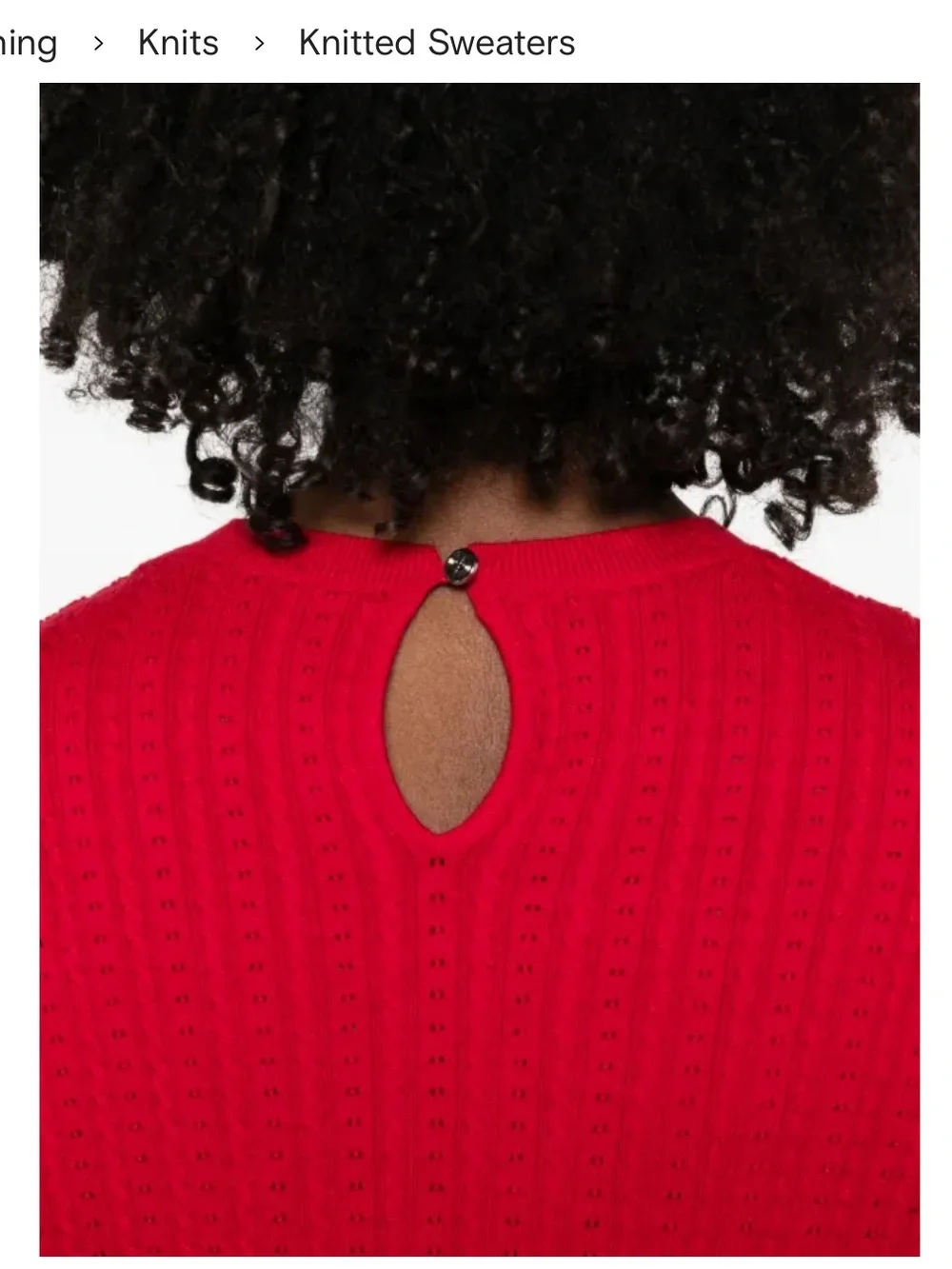 NWT MAJE round neck jumper red cable-knit and pointelle short sleeves size S